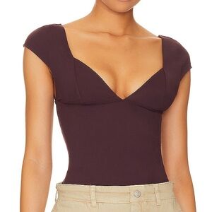 Free People Purple Fitted Cap Sleeve Bodysuit